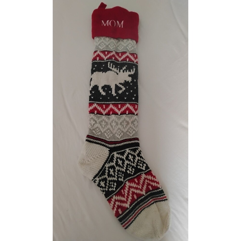 Pottery Barn Kids Fair Isle Wool Christmas Stocking Monogramed Mom Cabin EUC